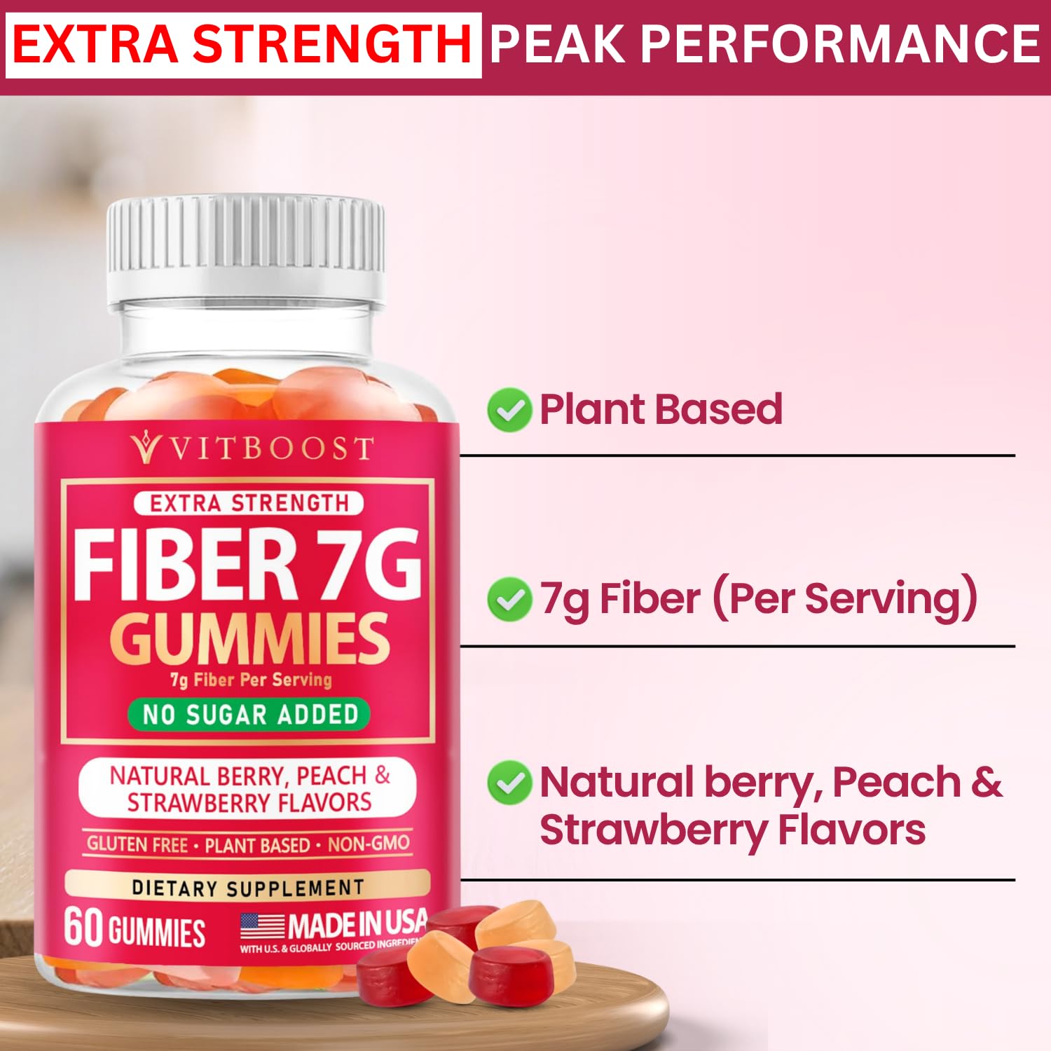 Fiber Gummies for Adults 7g - Digestive Health & Regularity - 60 Count — Amazon image 7
