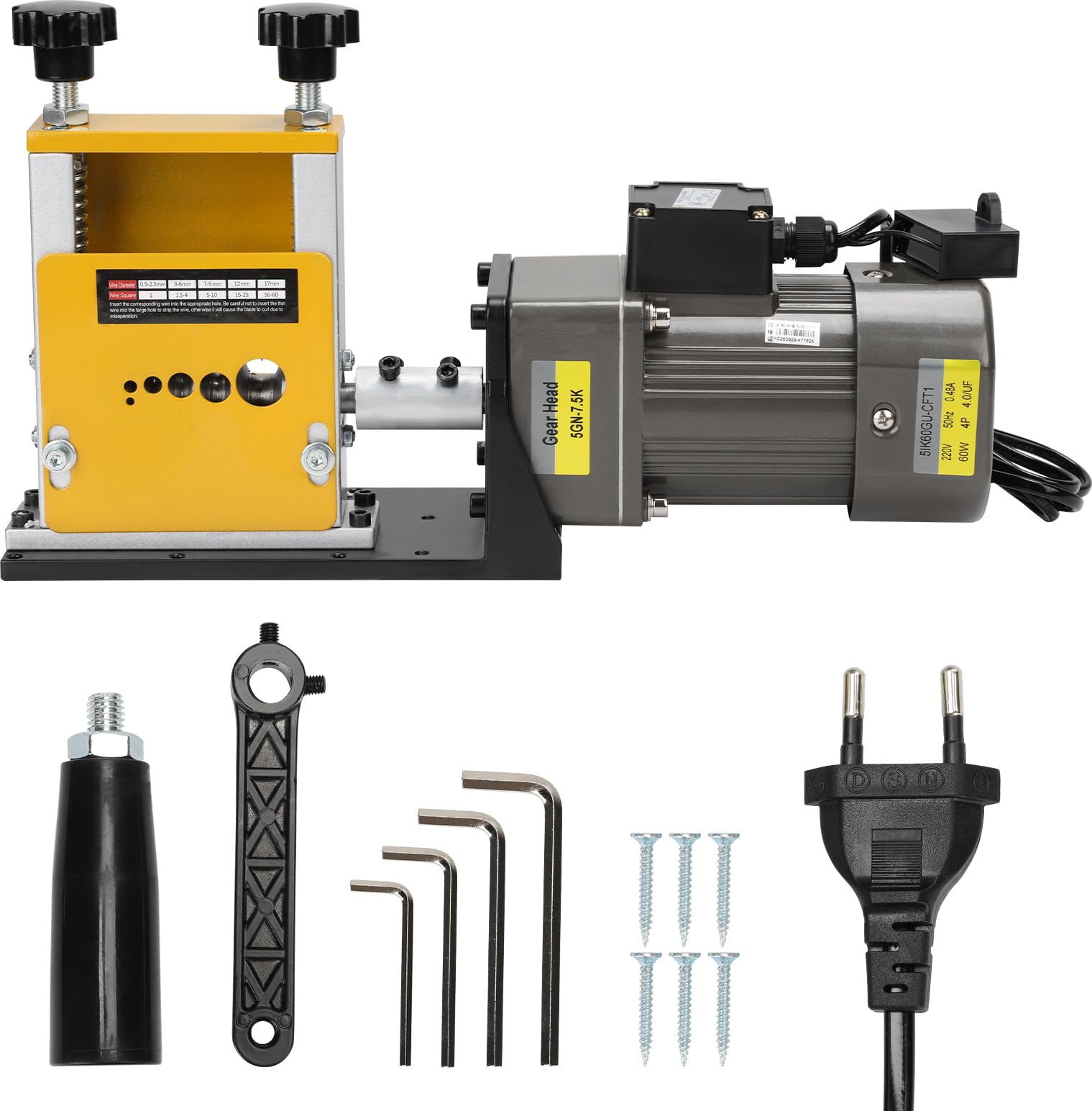 Máquina pelacables para cable de 1-17 mm, pelacables manual eléctrico, pelacables de 5 hilos al mismo tiempo pelacables con cuchillas (amarillo C, 6 canales)
