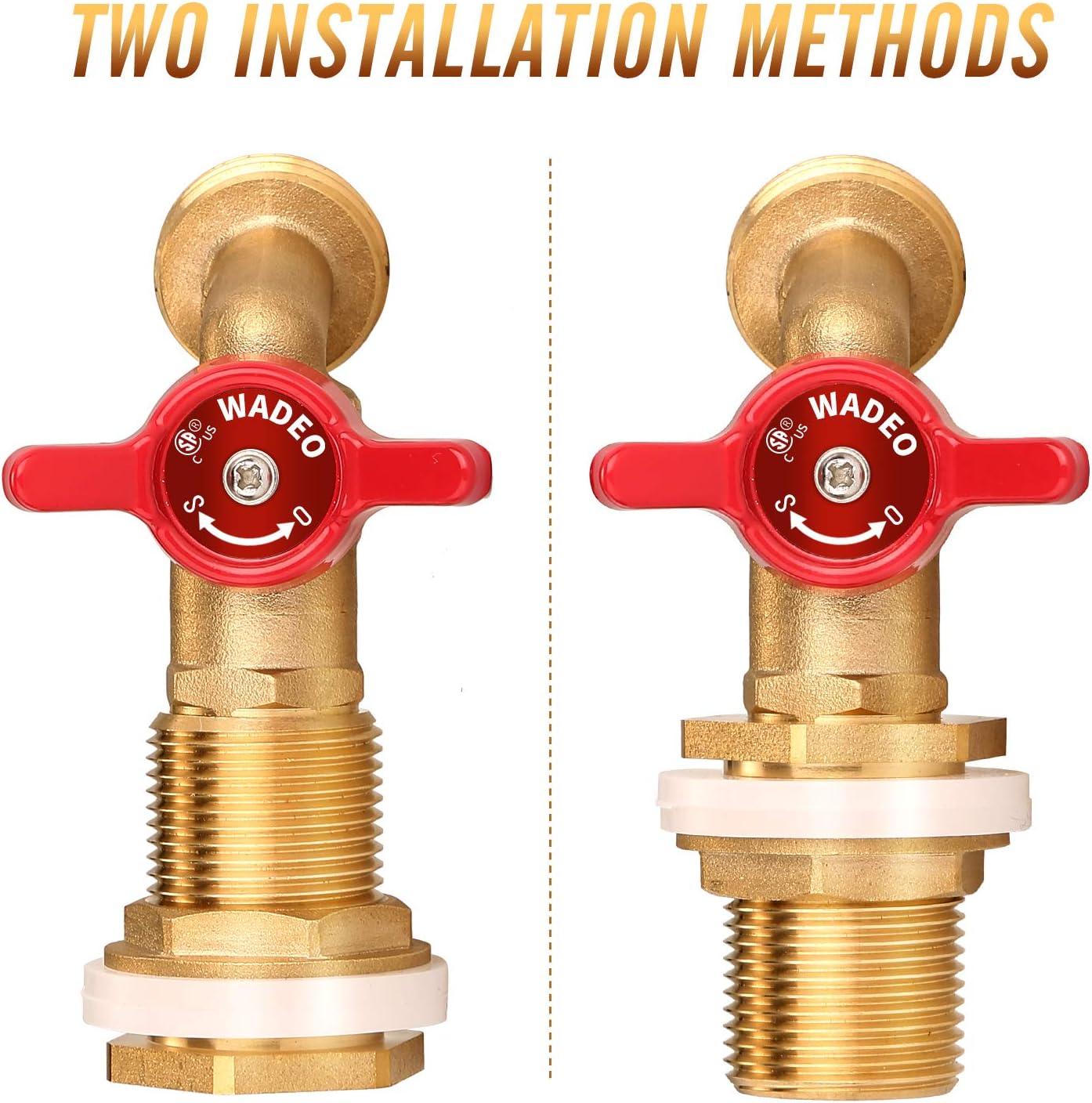 WADEO Rain Barrel Spigot, Brass Rain Barrel Quarter Turn Ball Valve