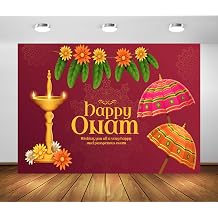 خلفية مهرجان Happy Onam من قماش BELECO مقاس 5x3 قدم، بوجا الهند، خلفية تقليدية، موضوع هندي، ديكورات الحفلات، احتفالات الأعياد، لوازم الحفلات، لافتات، صور الدعائم