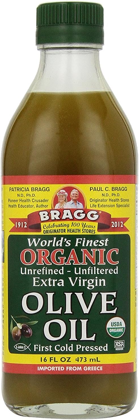Bragg UWihDO Organic Extra Virgin Olive Oil, 16 oz (2 Pack)