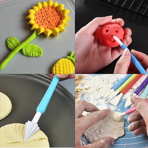 Miniatura 6 de CoguZed Kit de 9 herramientas de escultura de arcilla, herramientas de tallado de arcilla de doble cabeza, herramientas de arcilla de plástico,