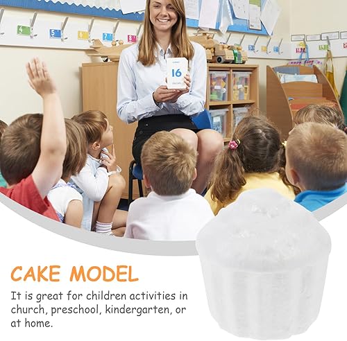 Miniatura 8 de Amosfun 12 piezas de magdalena de espuma pintable blanco falso pastel modelo cumpleaños, boda, fiesta de Navidad, decoración de ventanas, 2.4 x 2.4