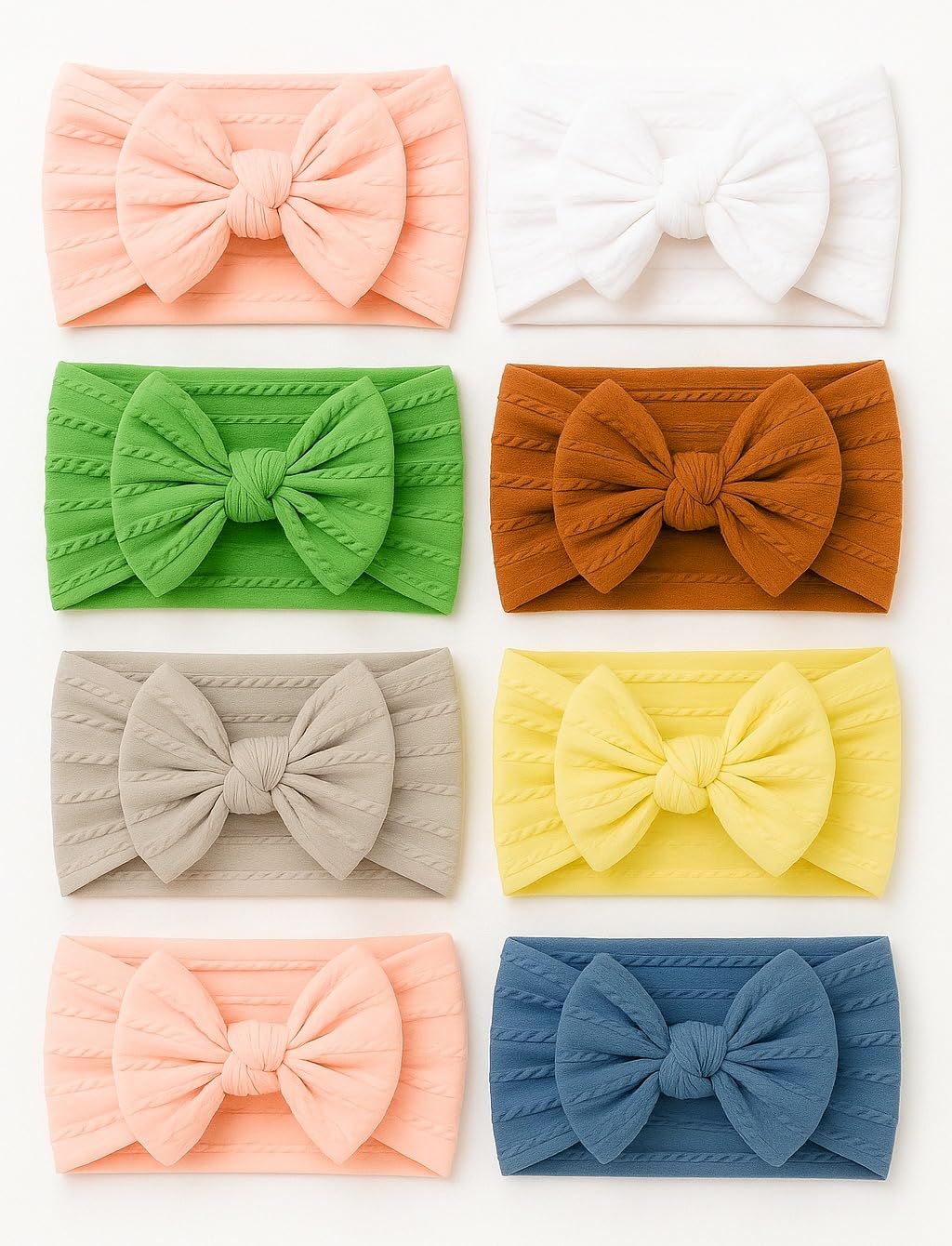 Baby Headbands Newborn - 7 Pack Soft Nylon Bow Turban Hair Accessories for Infant Toddler | Photography Props Gift Set | One Size Fits All
