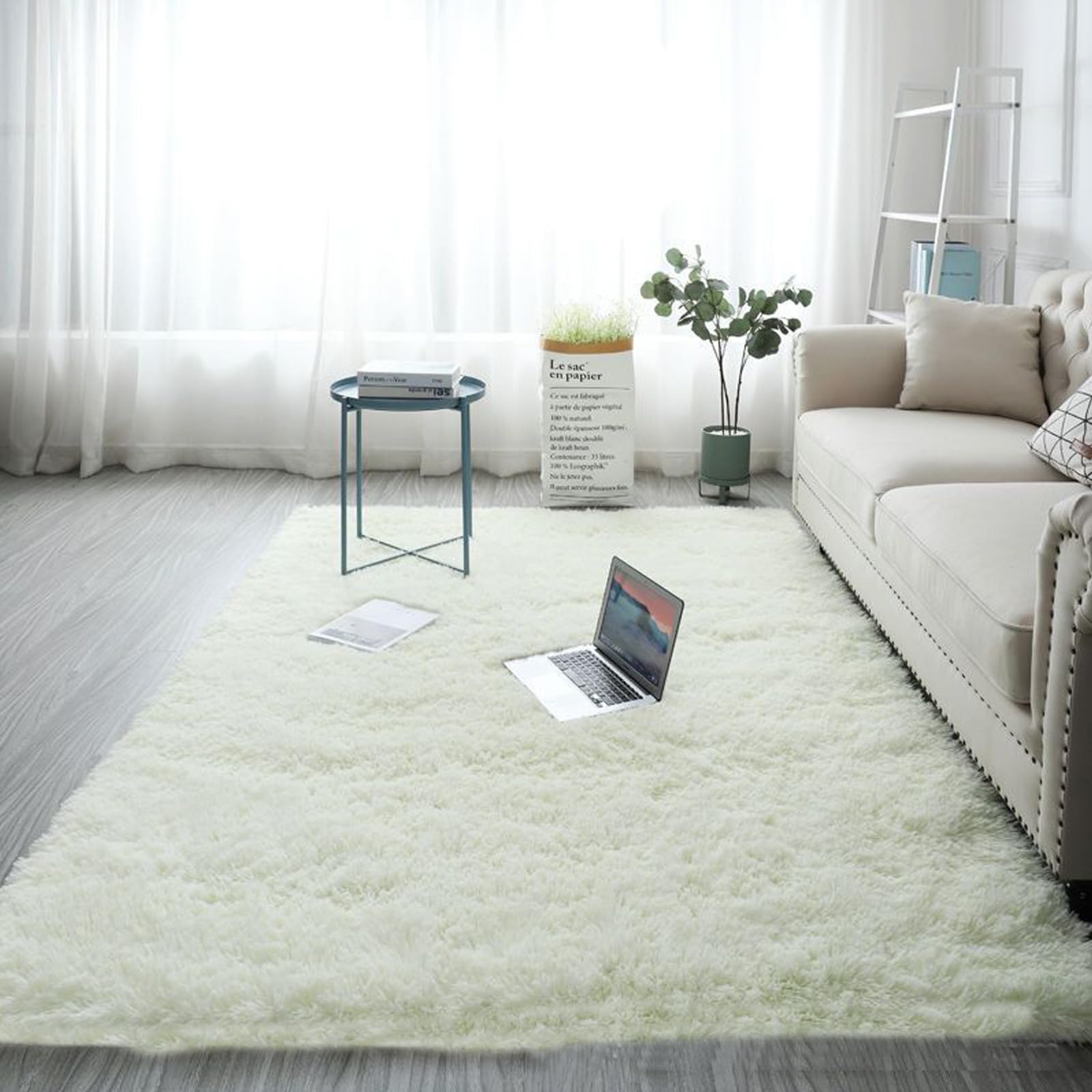 Tapis modernes soft blanc grand format 190 x 260 cm épais