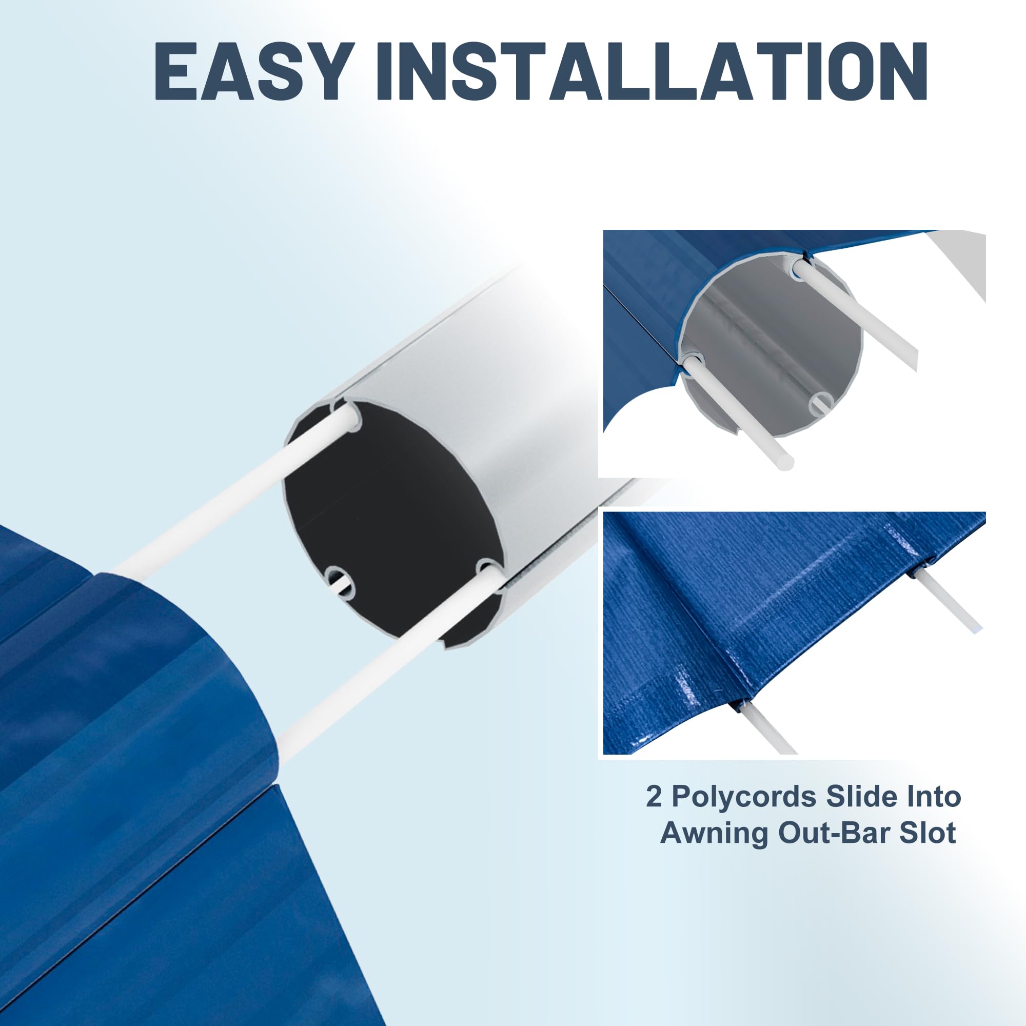 Xenjum Tessuto di ricambio per tenda da campeggio, 524,5 g, in vinile, tettoia universale per esterni per tenda elettrica e manuale per camper (43 cm (tessuto 4,6 m, nero