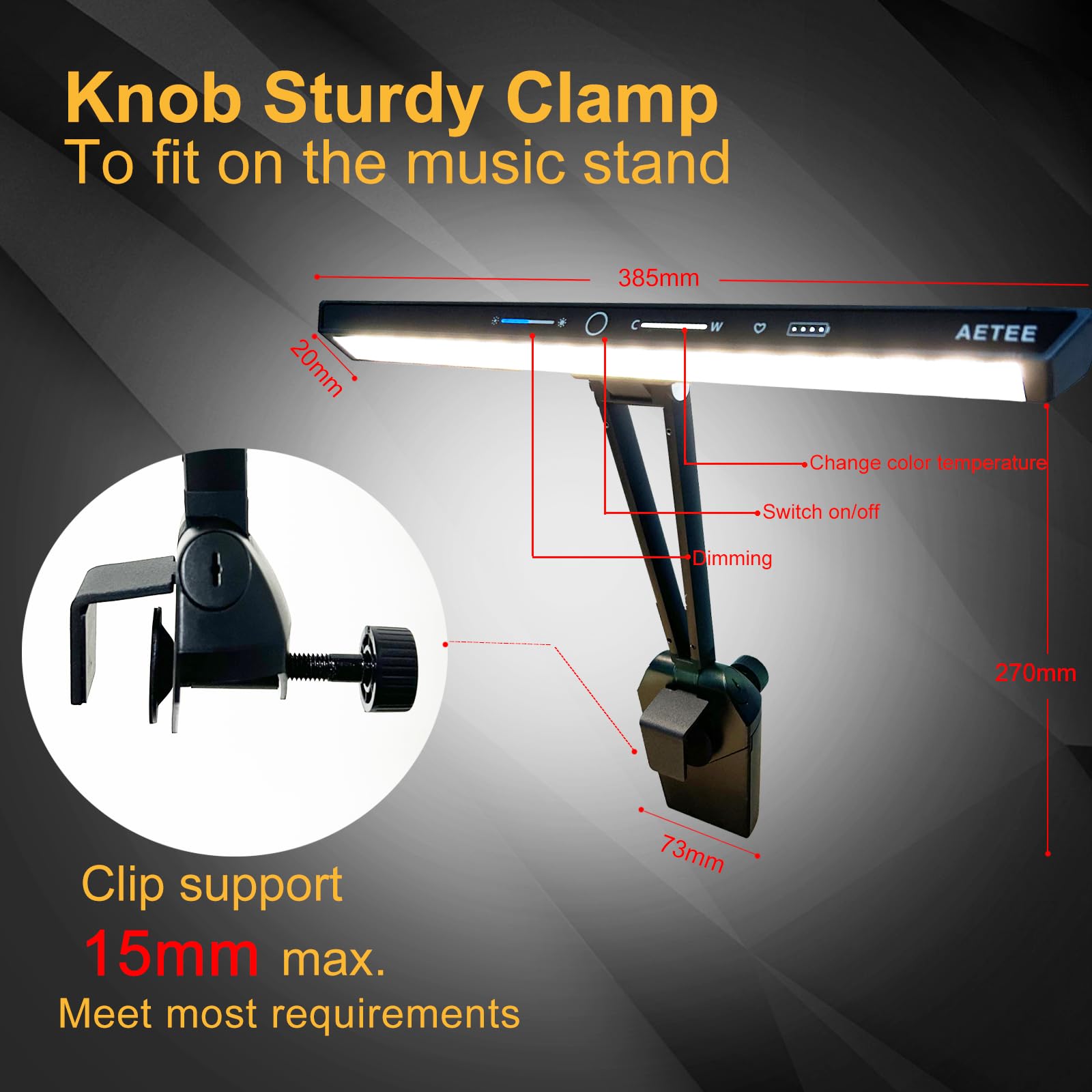 Notenständer Lichter Clip On LED Wiederaufladbar mit eingebautem 4000mAh Lithium Batteriebetrieben Typ-C Augenpflege Notenblatt Lampe Faltbar für Orchester