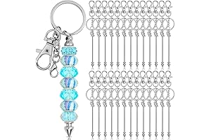 Alloy Beadable Bar Keychain Bulk 26 Pcs, Silver Blank DIY Beaded Pendant...