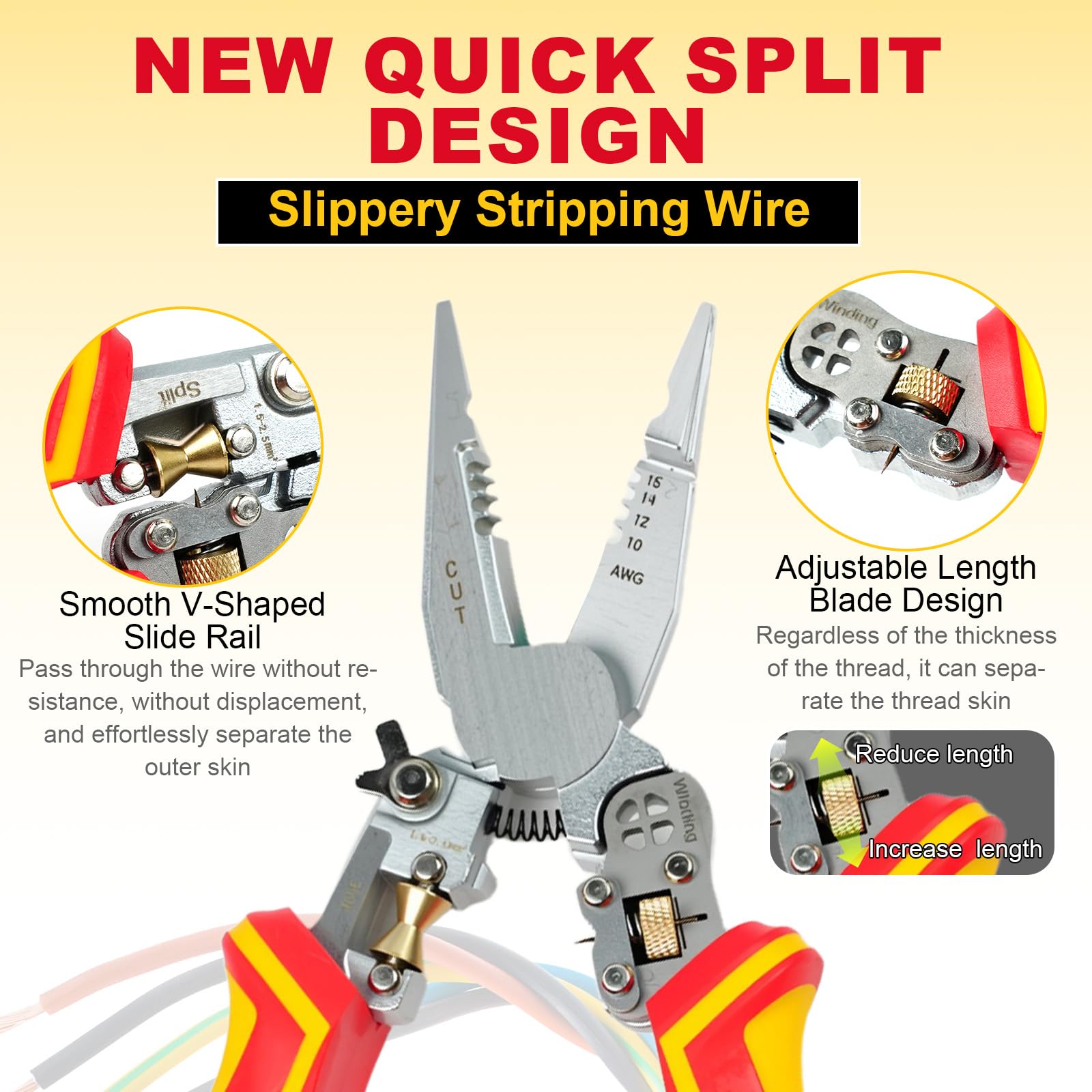 Multi Wire Stripper Tool - Wire Stripper, Voltage Tester Pliers, Hot Wire Judgment AC DC, Wire Twister, Wire Cutter and Splitting Wires — Amazon image 3