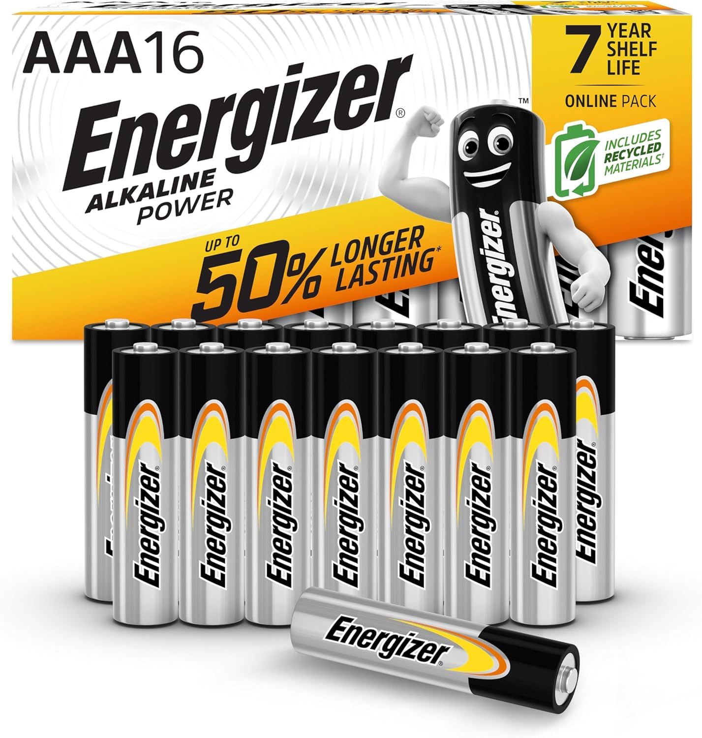 Energizer Alkaline Power - Piles AAA (Lot de 16) - Alcaline 1,5V - Énergie Longu