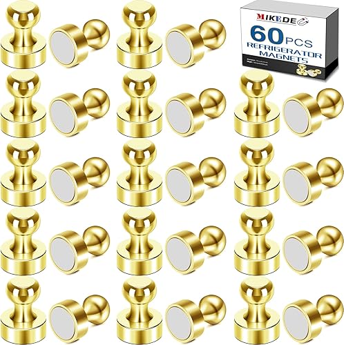 MIKEDE Imanes para Nevera y Pizarra - Oro, Paquete de 60