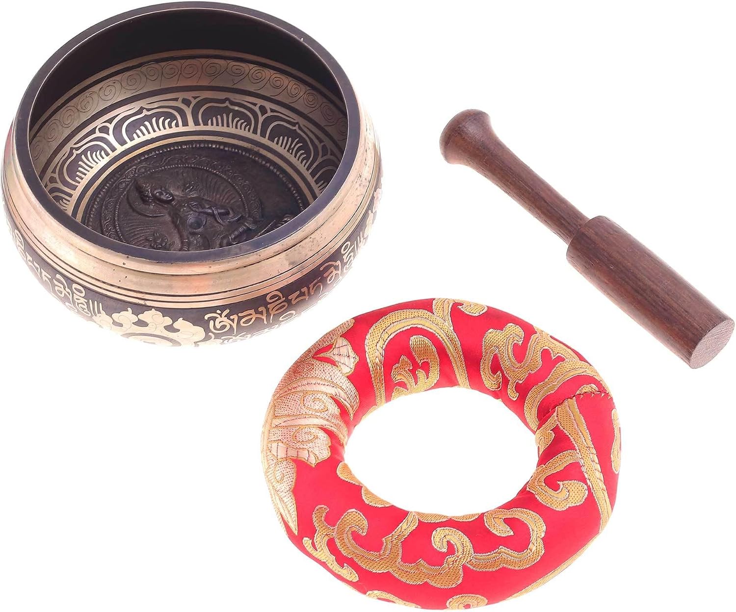 NOVICA Artisan Handmade Brass Alloy Singing Bowl Set Buddhiststyle Musical Instrument Percussion Thailand Religious Thought Meditation 'Tara's Voice' (3 Pieces)