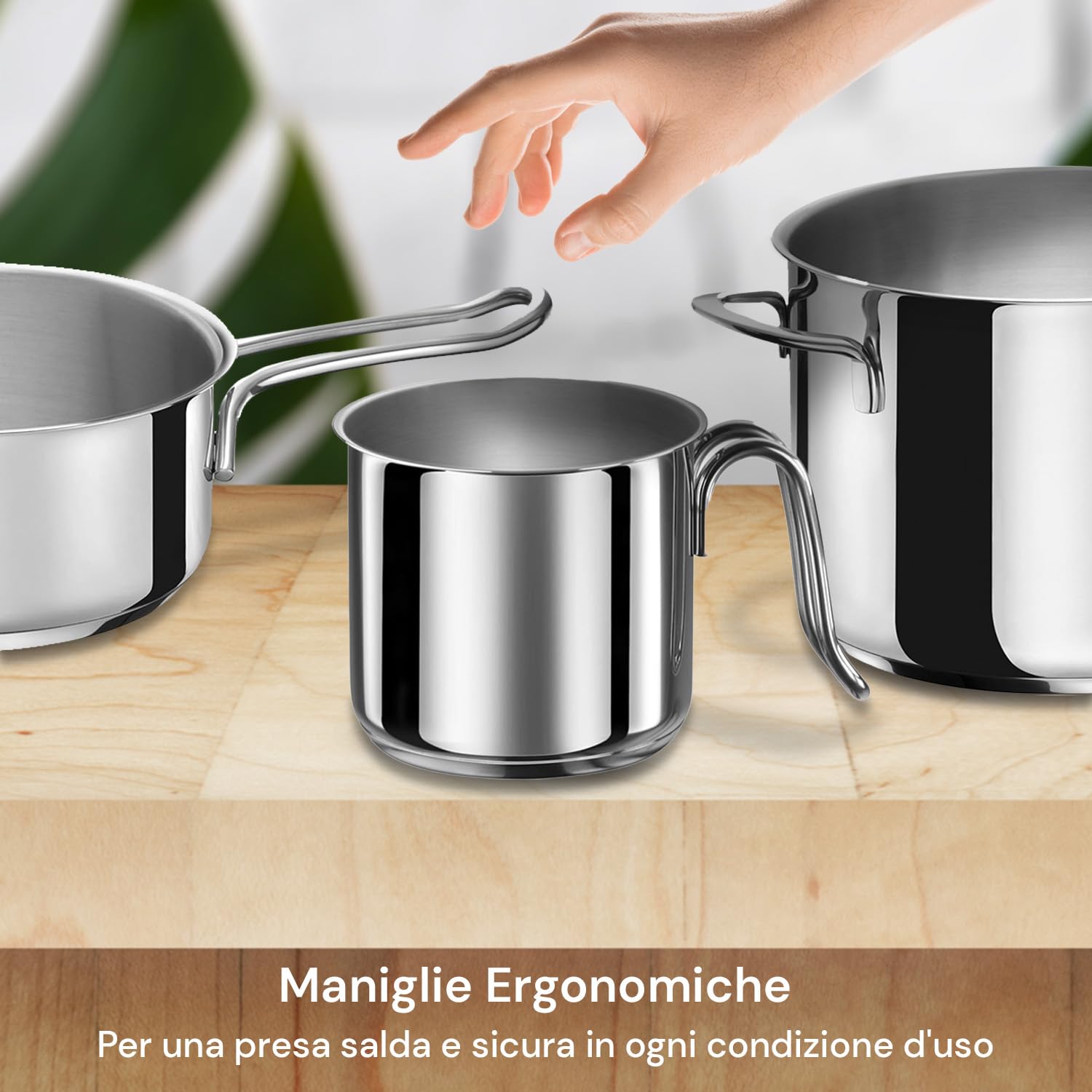 Avilia Batteria di 9 Pentole in Acciaio Inox - Set di Pentole con Casseruole e Coperchi in Vari Diametri, Adatti per Tutti i Piani Cottura
