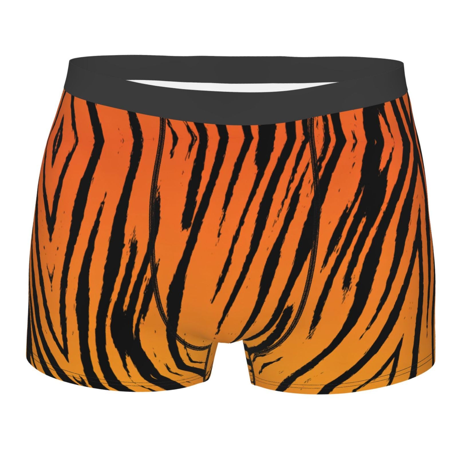 Longzehao Men's Tiger Stripe Print Boxer Briefs,Microfibre Stretch Fit Underwear shorts Gents for Everyday Wear, Black, M