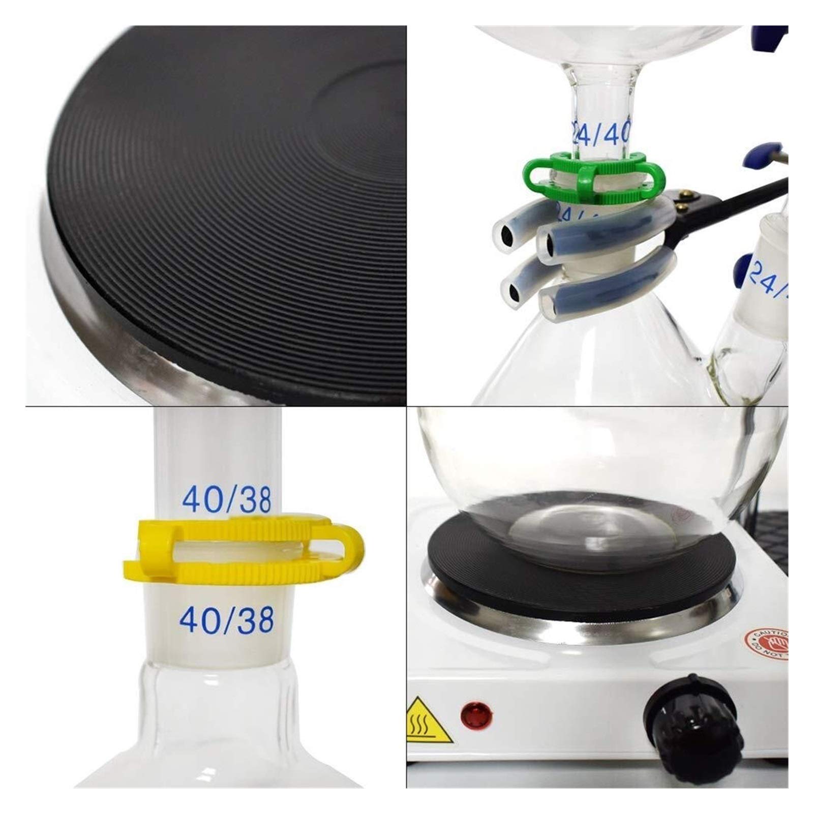 Apparecchio distillamento distillamento, apparecchi per l'estrazione di oli essenziali da 2000ml, vetro Distillazione a vapore Lab Kit bicchieri da laboratorio con stufa a caldo condensatore Graham