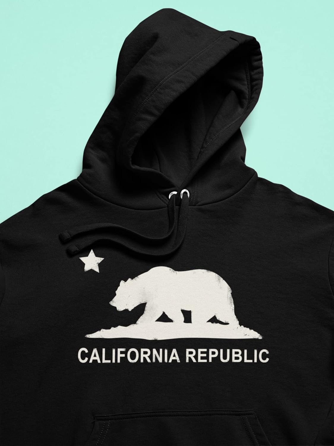 Old Glory California Republic Black Adult Hoodie - Medium