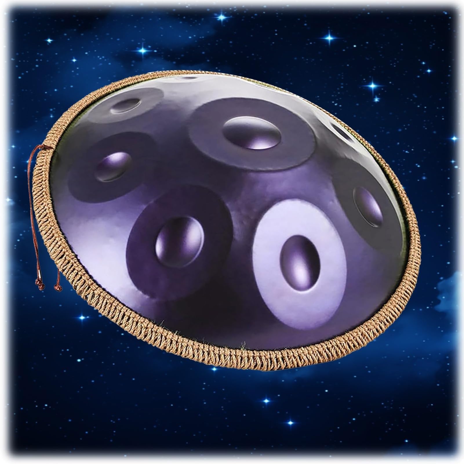 Strumento Handpan Tamburo Handpan Per Adulti, Tamburo In Acciaio Hand Pan, 22 Pollici In Re Minore Curdo, 9/10/12 Note, Strumento A Percussione Handpan In Acciaio(Dark purple,440HZ/9Note)