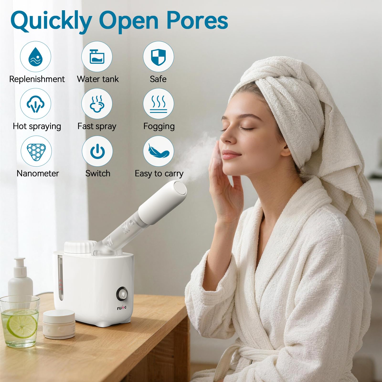 Amazon.com: Fulog Facial Steamer Nano Ionic Face Steamer with 360