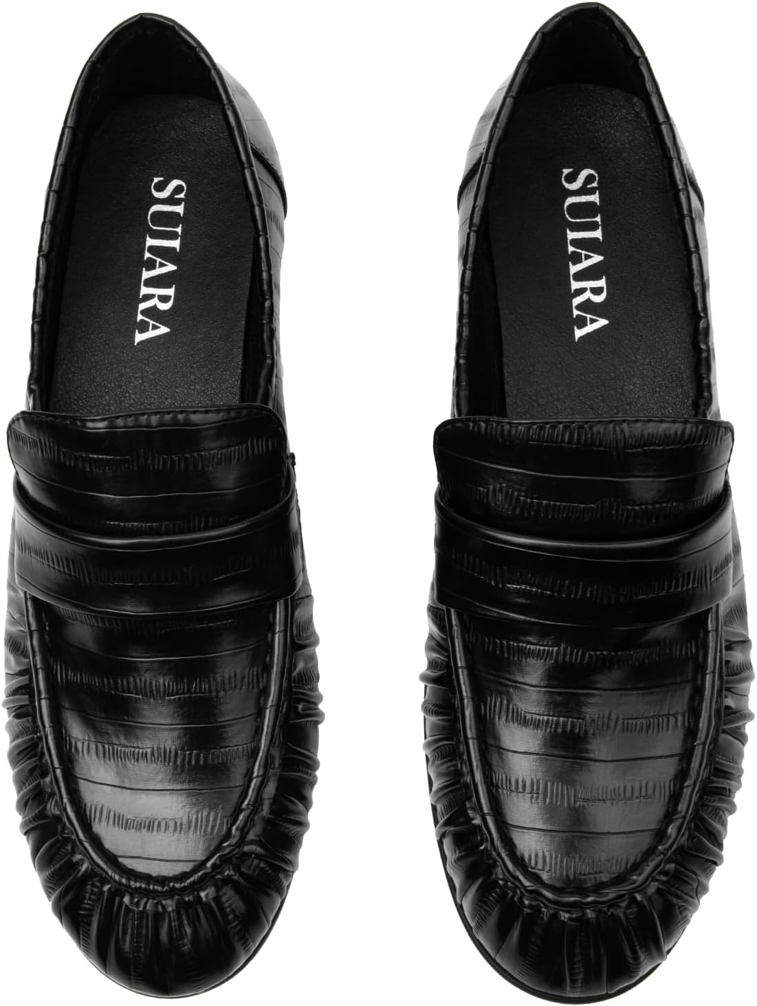 Loafers for Women Flat Shoes Chunky Heel Penny Loafers Round Toe Slip on Comfortable Dressy Shoes Formal Work Flats