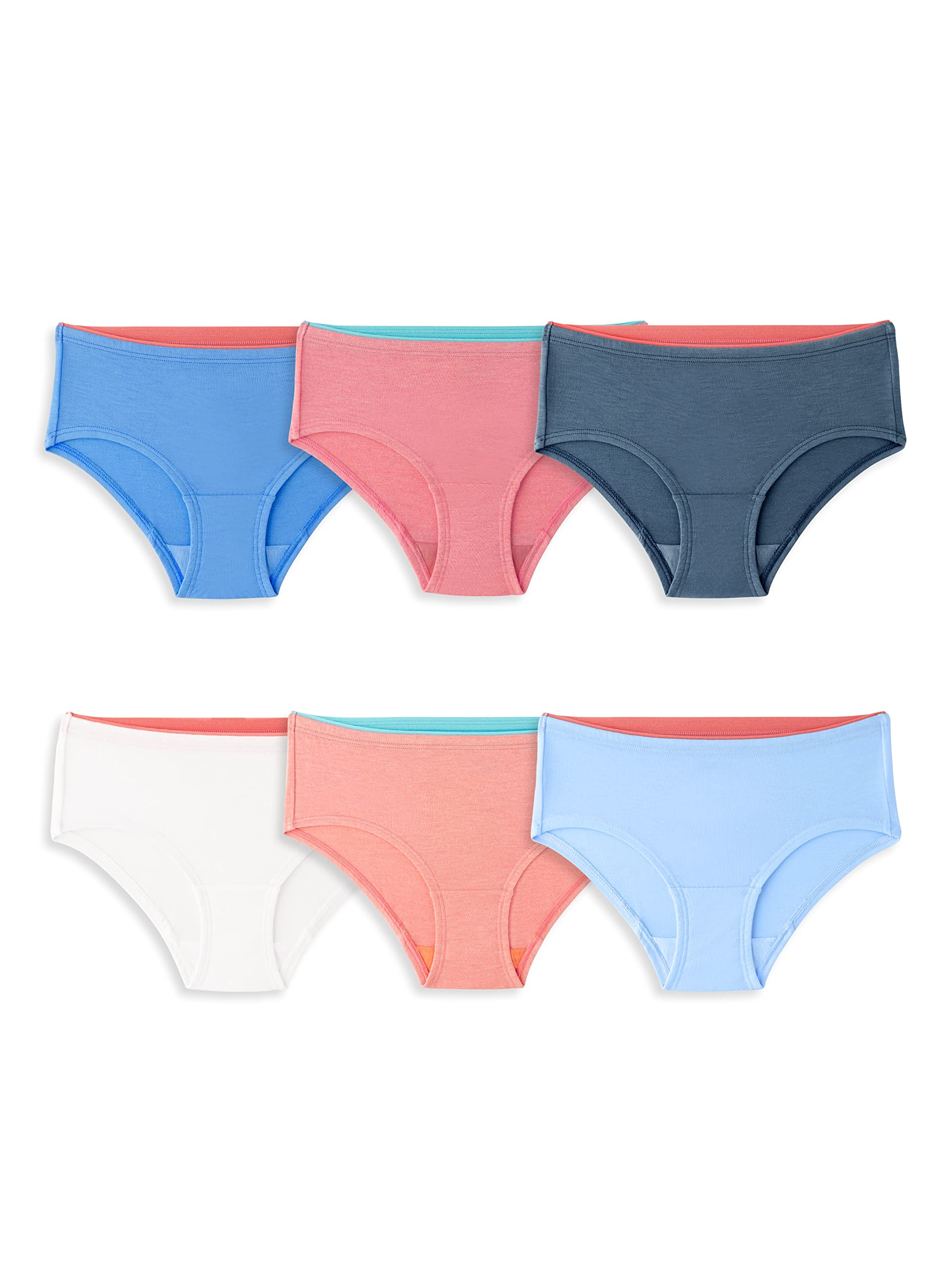 Fruit of the Loom Girls' 360 Stretch Modal Underwear, Hipster-6 Pack-Assorted, 14
