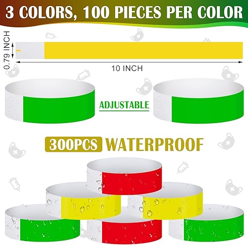 Vista 15 de Tudomro 300 pulseras de papel para eventos, pulseras impermeables de neón, pulseras de identificación de conciertos, bandas de mano, pulseras Verde