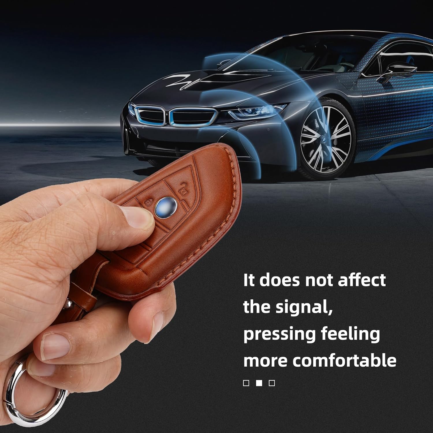 Leather Key Fob Cover Case, Keychain Shell, Compatible with BMW 2 5 6 7 X1 X2 X3 X5 X6 Series (Dark brown) - Image 3