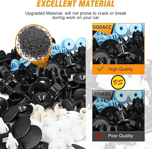 Miniatura 7 de GOOACC 175 piezas de guardabarros y parachoques tipo empuje, retenedor de aislamiento de capó, 17 tamaños, clip de enrutamiento de alambre,
