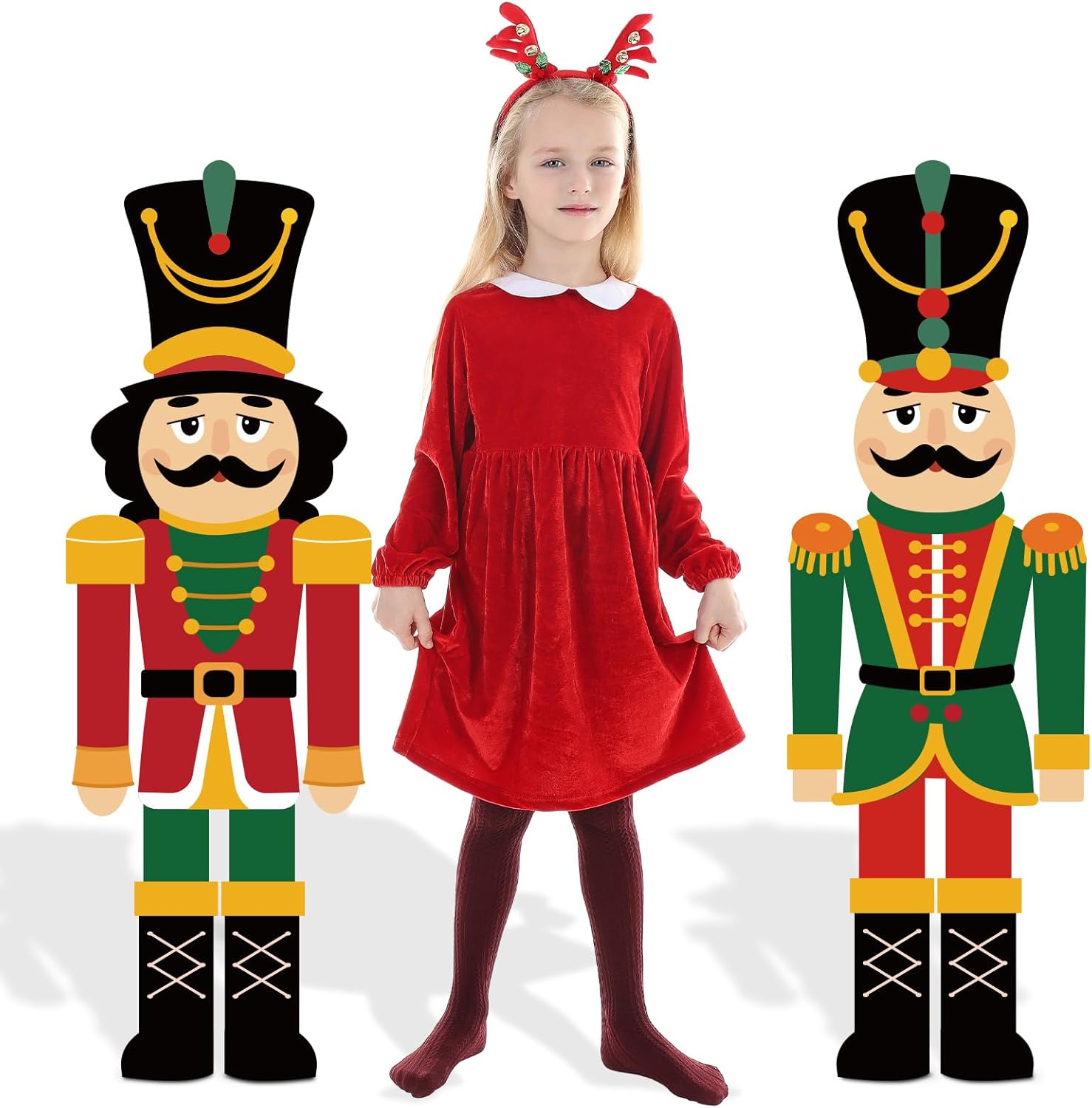 Amyhill 2 Pcs 3.3 Ft Christmas Nutcracker Cardboard Cutout Christmas Nutcracker Cardboard Cutout Life Size Stand up Decoration Xmas Large Soldier Photo Prop for Home Garden Lawn Porch Pathway Decor