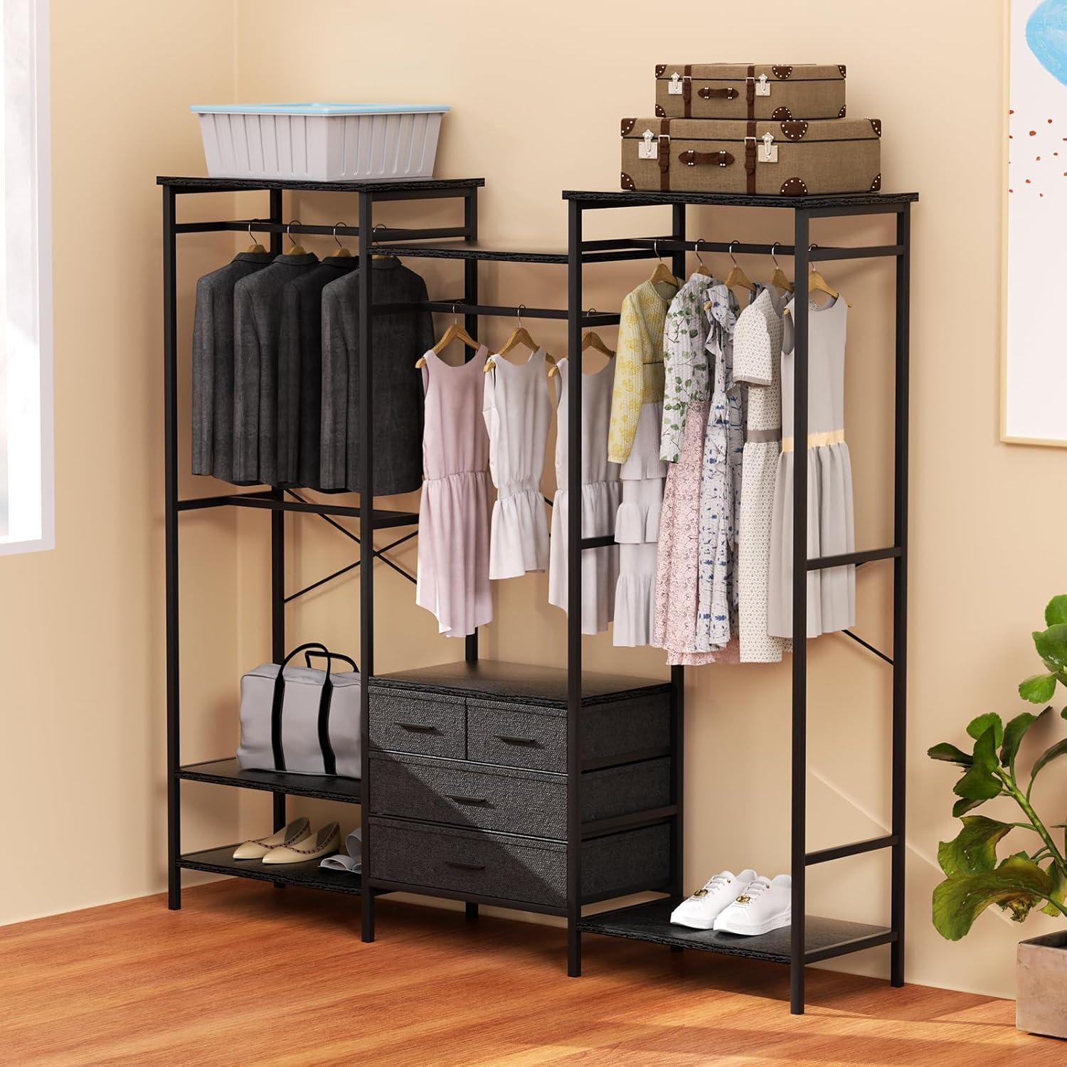 Drawer Rack Clothes Amazon.com: Cotata Clothes Rack, Garment Rack With Shelves for Shoes ...