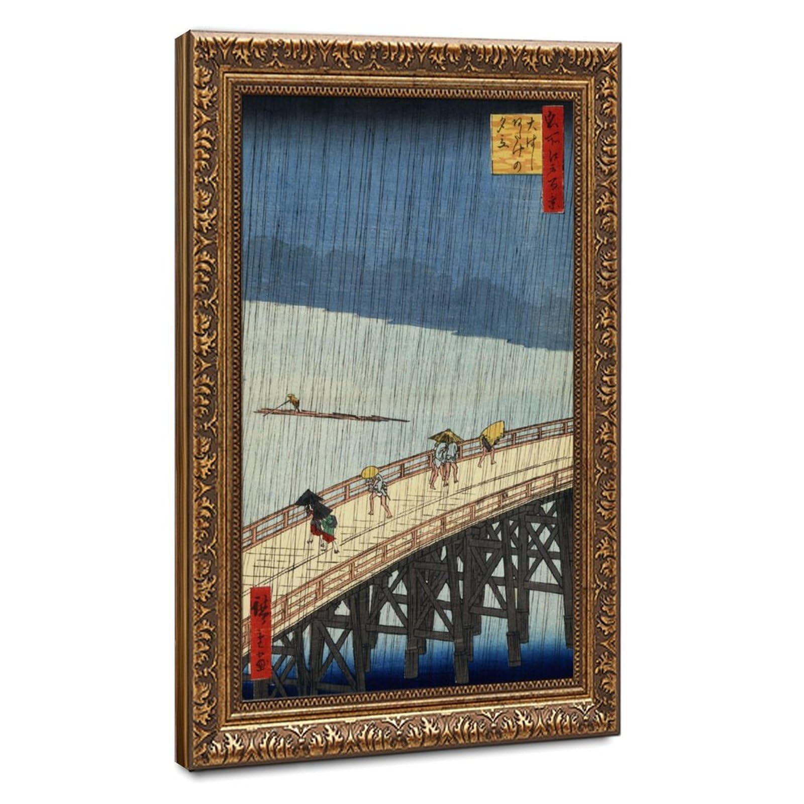 Ohashi Bridge sous la pluie affiche toile pour salon zen - 8