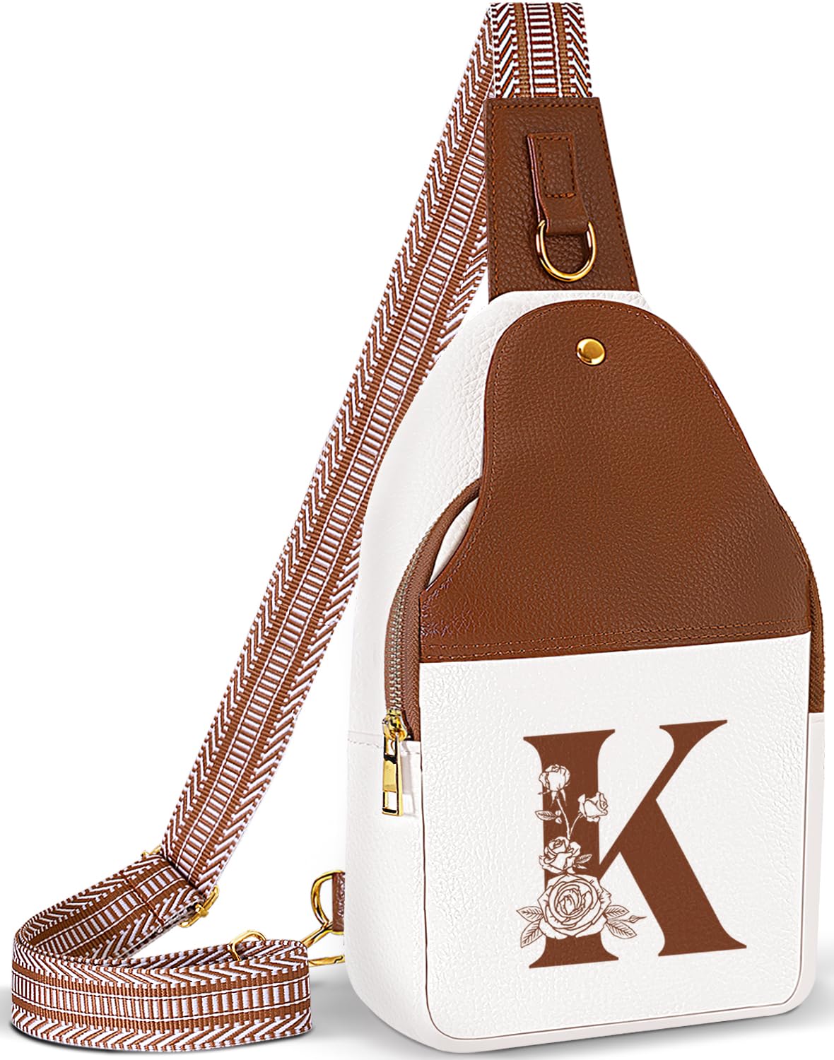 Lizznoe Personalized Crossbody Bag for Women Leather Sling Bags with Initial Letter Chest Bag for Travel, Gift for Mom Wife