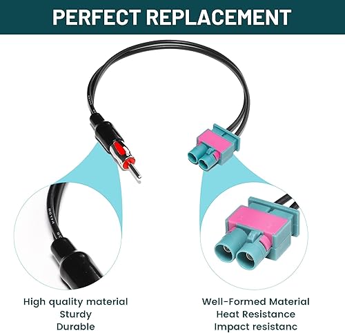 Miniatura 2 de Anina Adaptador doble Fakra macho a DIN ISO compatible con Audi Volvo VW Seat Skoda coche DIN Motorola Tipo