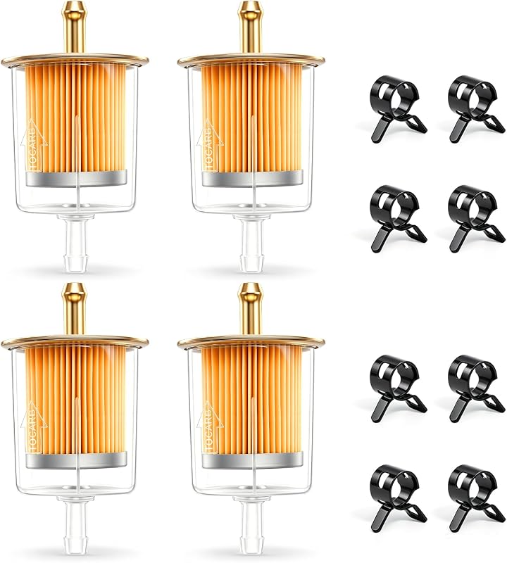 Filtro de combustível em linha Tnisesm 5/16" transparente com abraçadeiras – Kit com 4 unidades