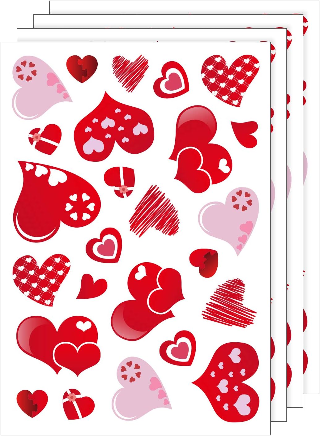 TUPARKA 4 Sheet 100 Pcs Hearts-Shape Valentine's Day Window Stickers for Valentine's Decoration Birthday Party Wedding Party Supplies