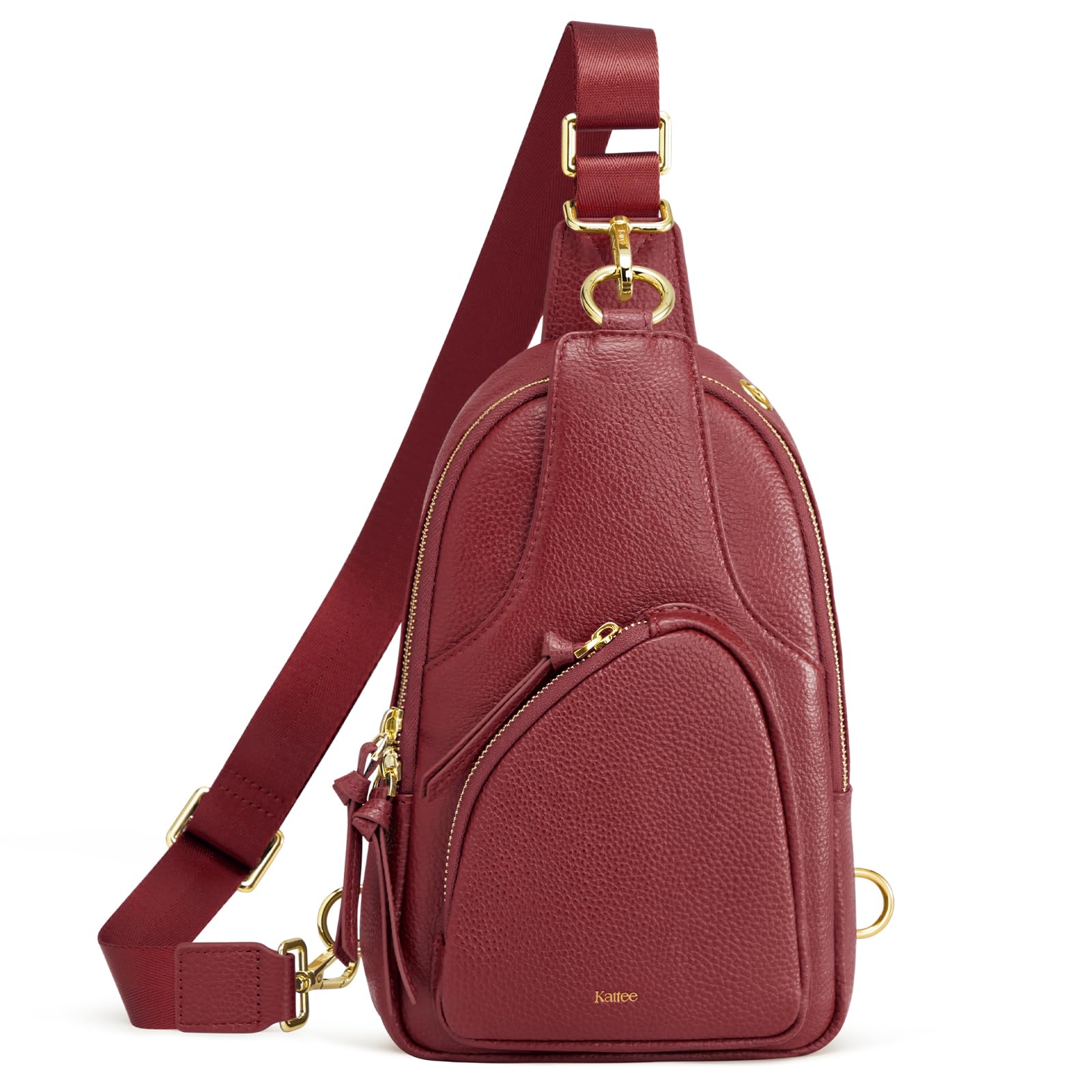 Kattee Sling Bag for Women, Leather Crossbody Bags for Travel, Red