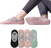 Vista 1 de Calcetines de pilates para mujer, calcetines de yoga con agarres, parte superior abierta, antideslizantes, para barras, ballet, entrenamiento
