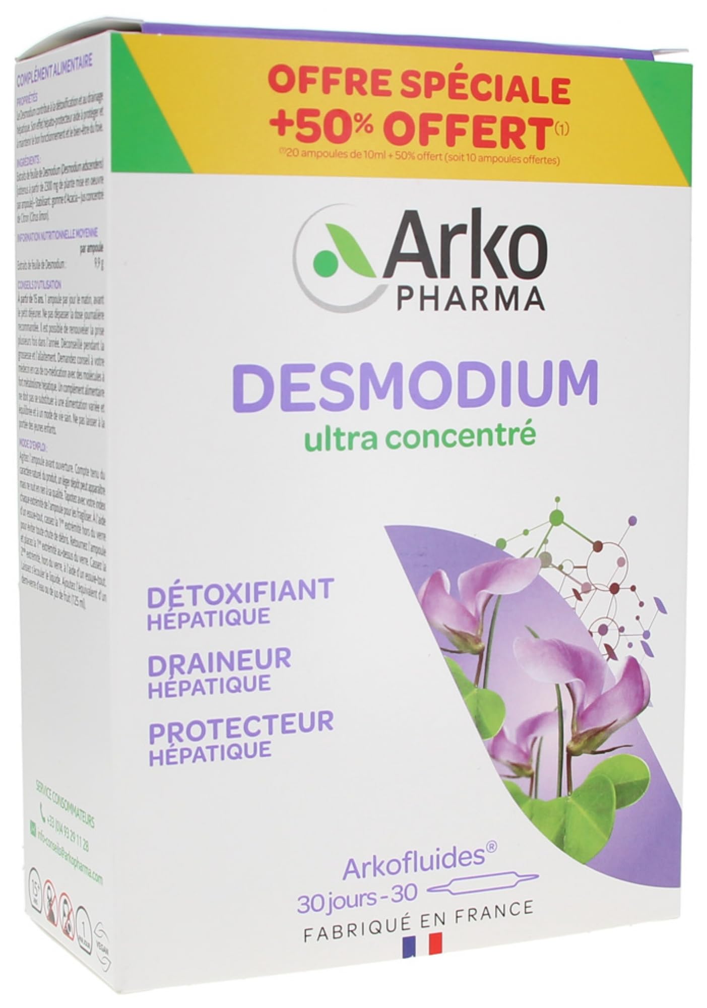 Arkopharma Arkofluides Desmodium 20 Ampoules + 10 Ampoules Offertes