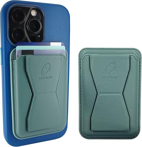 CUZJOLLY Soporte para tarjetas de piel sintética para iPhone 121314 (Pro) tipo corbatín Colores únicos compatibles con MagSafe para iPhone de 6.1