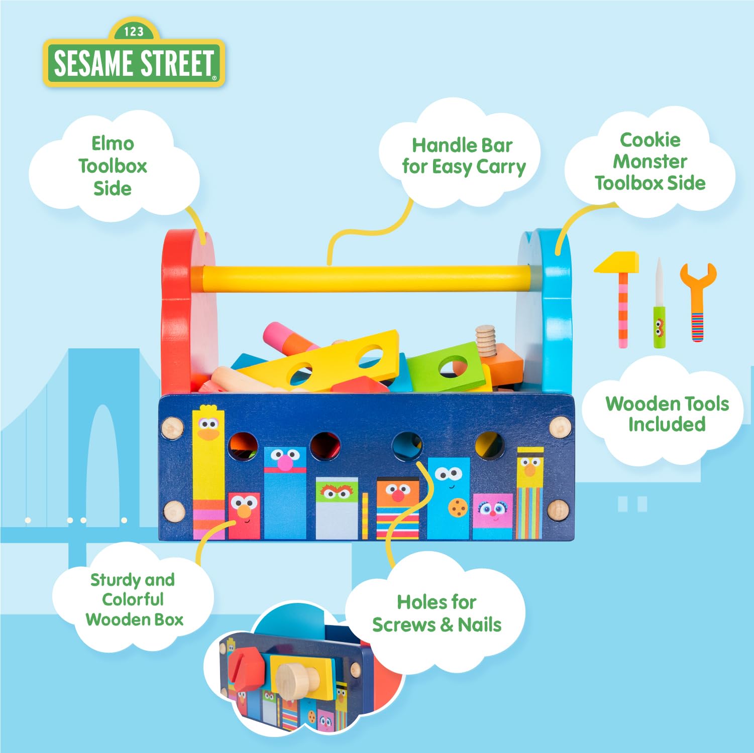 Amazon.com: Kids Preferred Sesame Street Wood Toolbox with