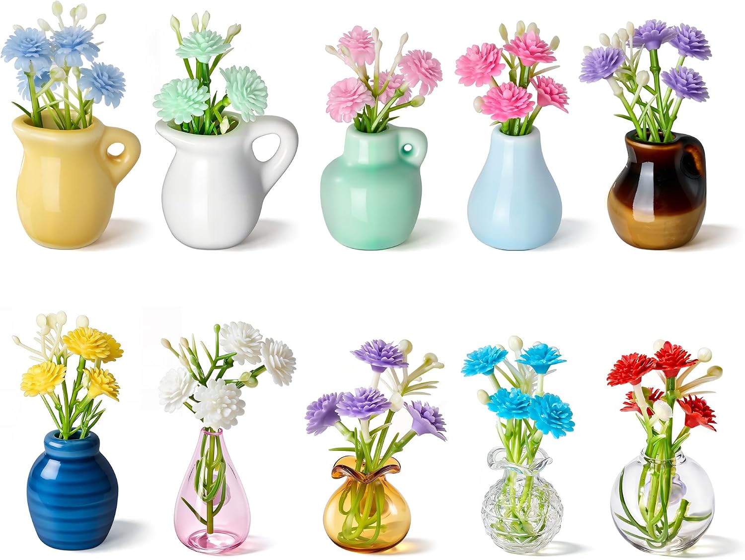 SMARTAKE 10 Pcs Cute Mini Ceramic Vase Magnets for Fridge Refrigerator