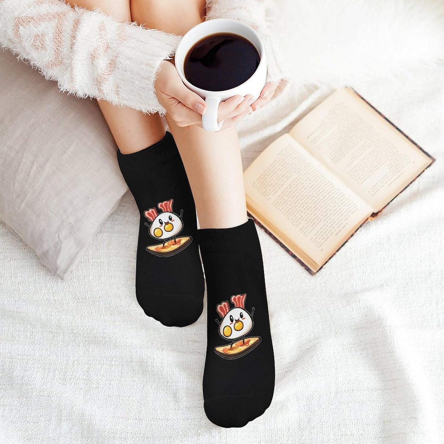 Bacon Surfing On Fried Egg 5 Pairs Ankle Socks for Men Women No Show Low Cut Athletic Short Socks