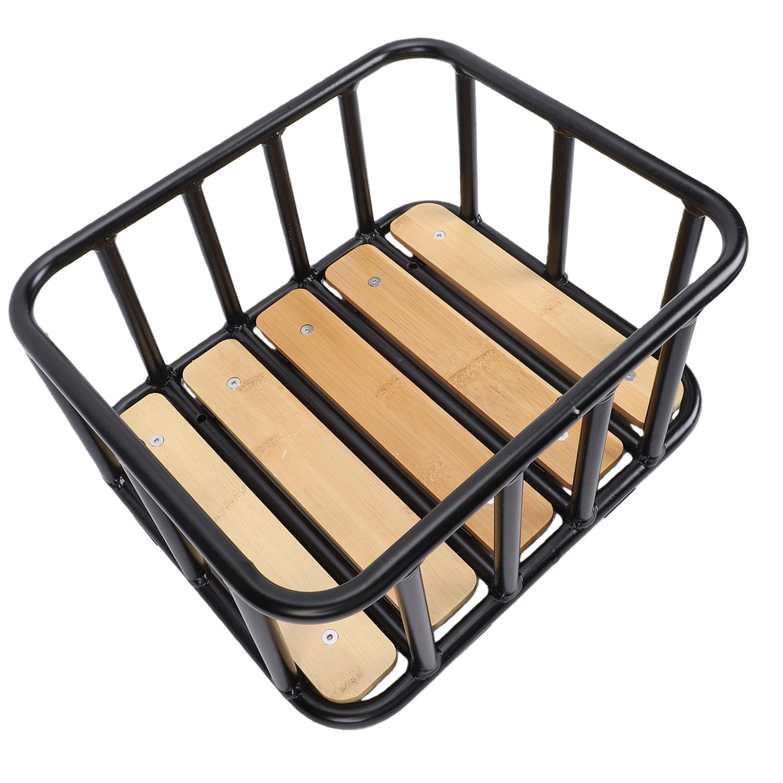 Qcwwy Tylny Kosz na Rower Aluminiowy Drewniany Stojak na Rowery Kosz 35x30x16,5 Cm Pojemność 20 Kg z osłoną przeciwdeszczową Siatka Pionowy, Poziomy Uchwyt do Dojazdów do Sklepów Spożywczych Rowery