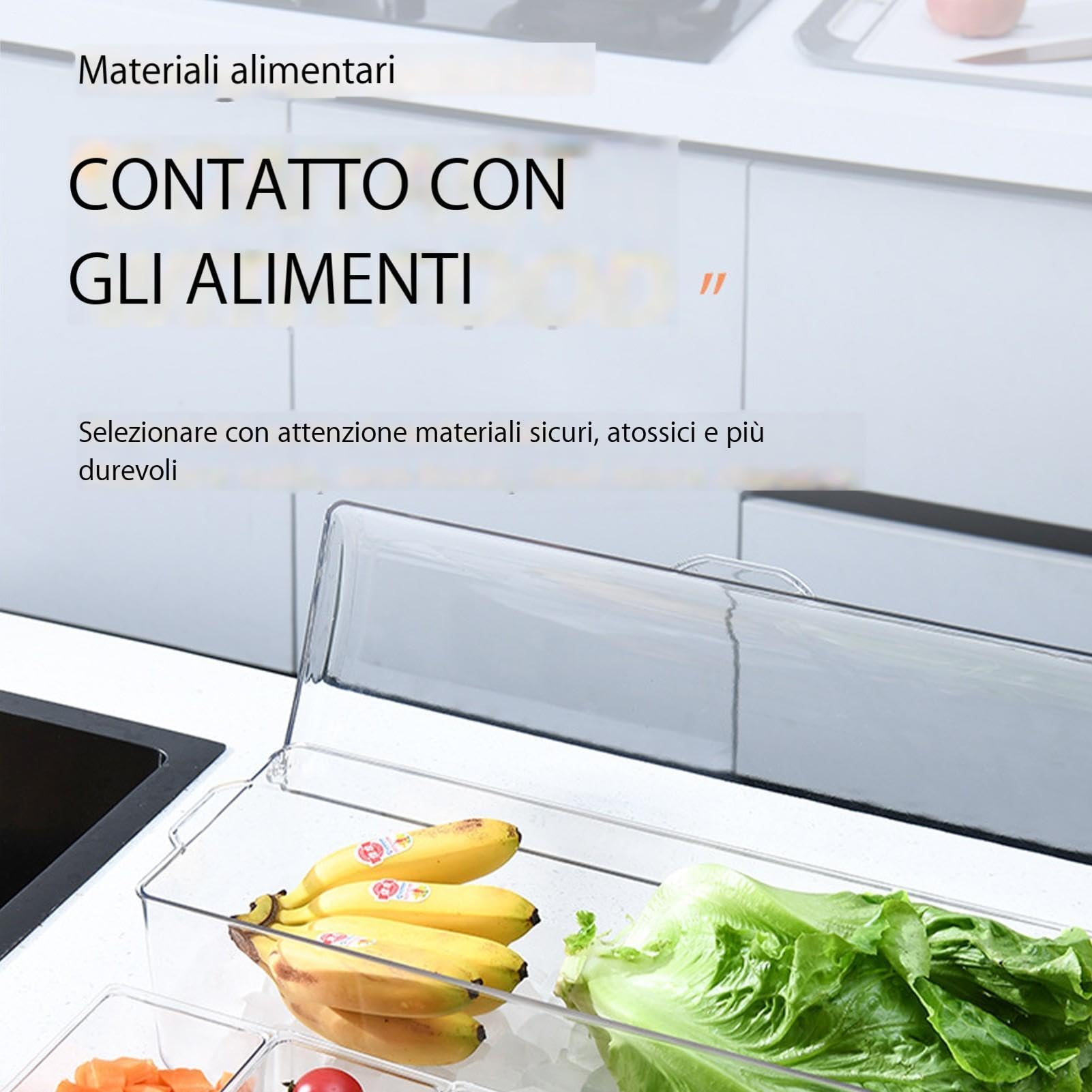 1/2 PZ Contenitore per condimenti refrigerati con 5 scomparti e coperchio | Dispensatore Di Condimenti, Vassoio Per Frutta Contorno E Condimento Porta Ingredienti Da Cucina, 19x7x6 pollici