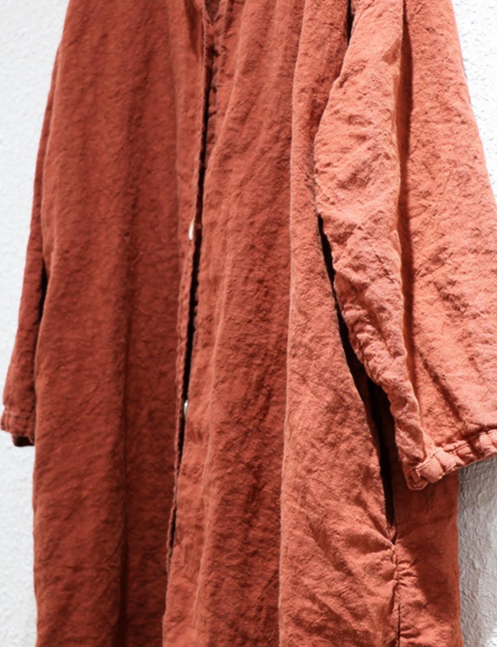 Ystylee Womens Long Trench Coat Cotton Linen Spring Fall Chic Button Down Maxi Shirt Dress Blouse