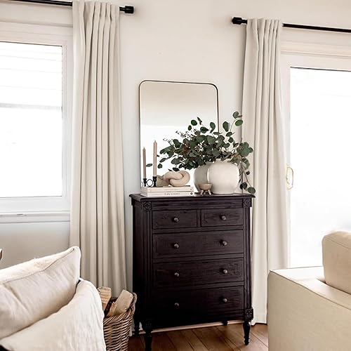 Miniatura 9 de INOVADAY Cortinas 100% opacas para dormitorio de 84 pulgadas de largo, juego de 2 paneles, cortinas opacas de lino con pestaña trasera y bolsillo