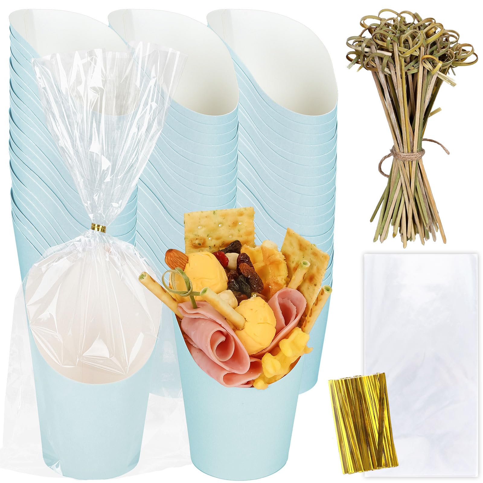Tasses à charcuterie bleues pour portions individuelles de buffet propres
