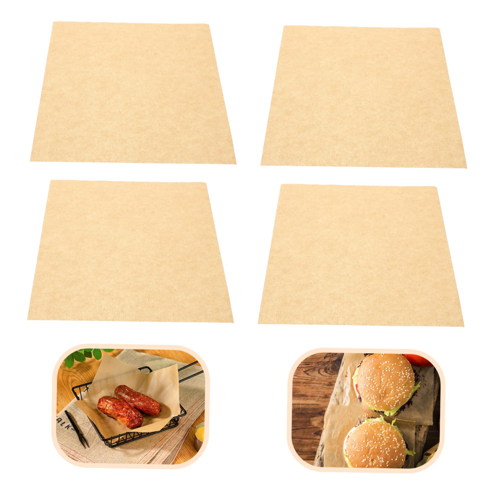 PRETYZOOM 500 Feuilles de Papier Alimentaire Ingraissable, Résistant à L'huile, pour Pizzas et Sandwiches, Usage Snack et Traiteur
