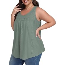Lastshe Womens Plus Size Tank Top Tunic Flowy Loose Fit Tank Tunic with Scoop Neck Long Length for Casual Wear 1X-5X
