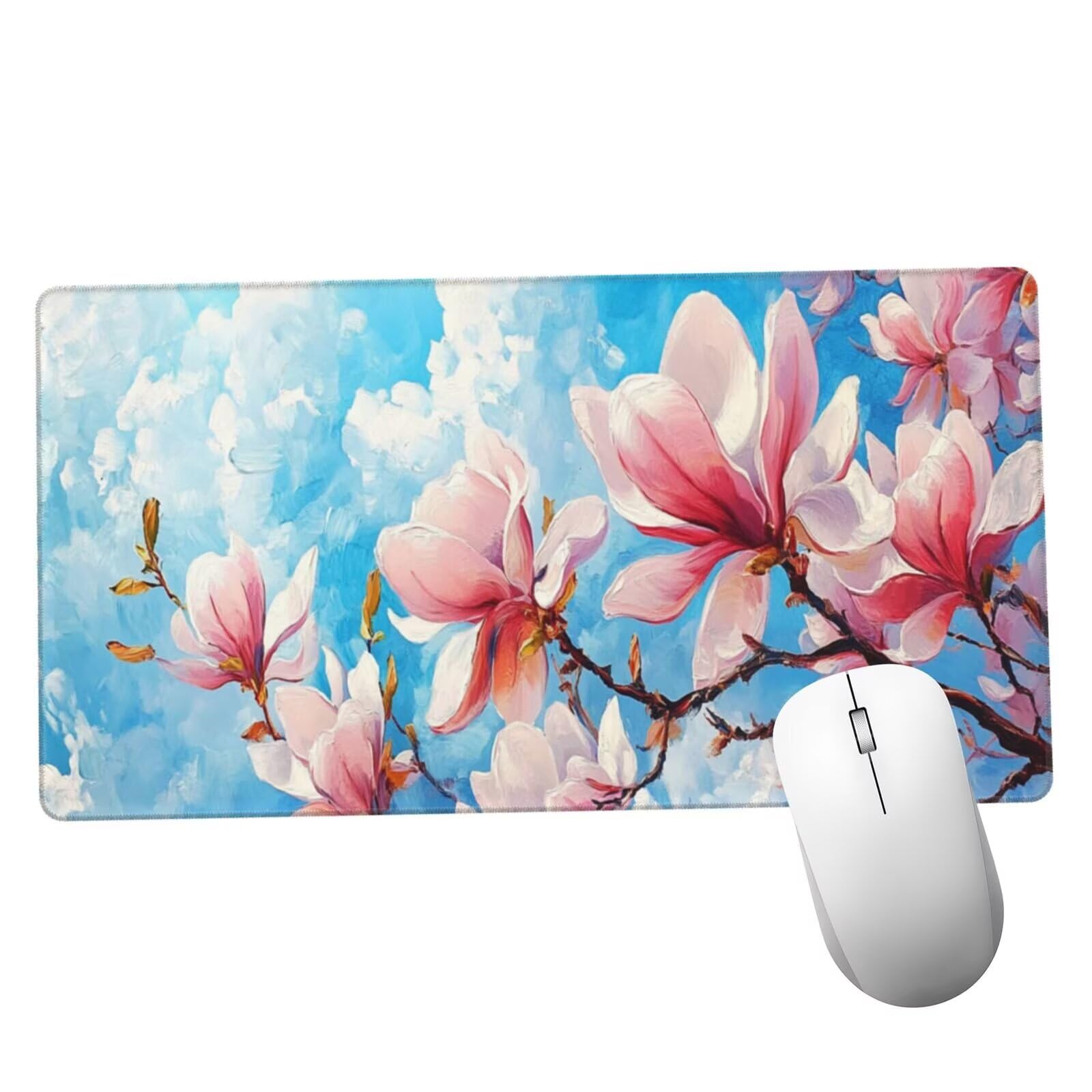 Podkładka pod mysz w kwiaty XXL chmura 1600 x 800 x 3 mm mata biurkowa zmywalna podkładka do gier na laptopa, z antypoślizgową gumową podstawą do gier, komputera, personelu biurowego Y1113