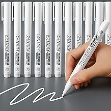 RiyaNed stylo blanc,12 Marqueurs permanents,Imperméable et à séchage rapide, largeur de trait 2 mm, convient pour la pierre, le bois, le verre, la céramique, la toile, les pneus et les textiles.